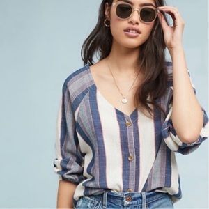 Anthropologie Cloth & Stone Striped Cotton Blouse